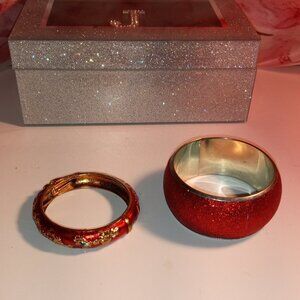 JEWELRY BANGELS BRACELET LOT OF 2 RED